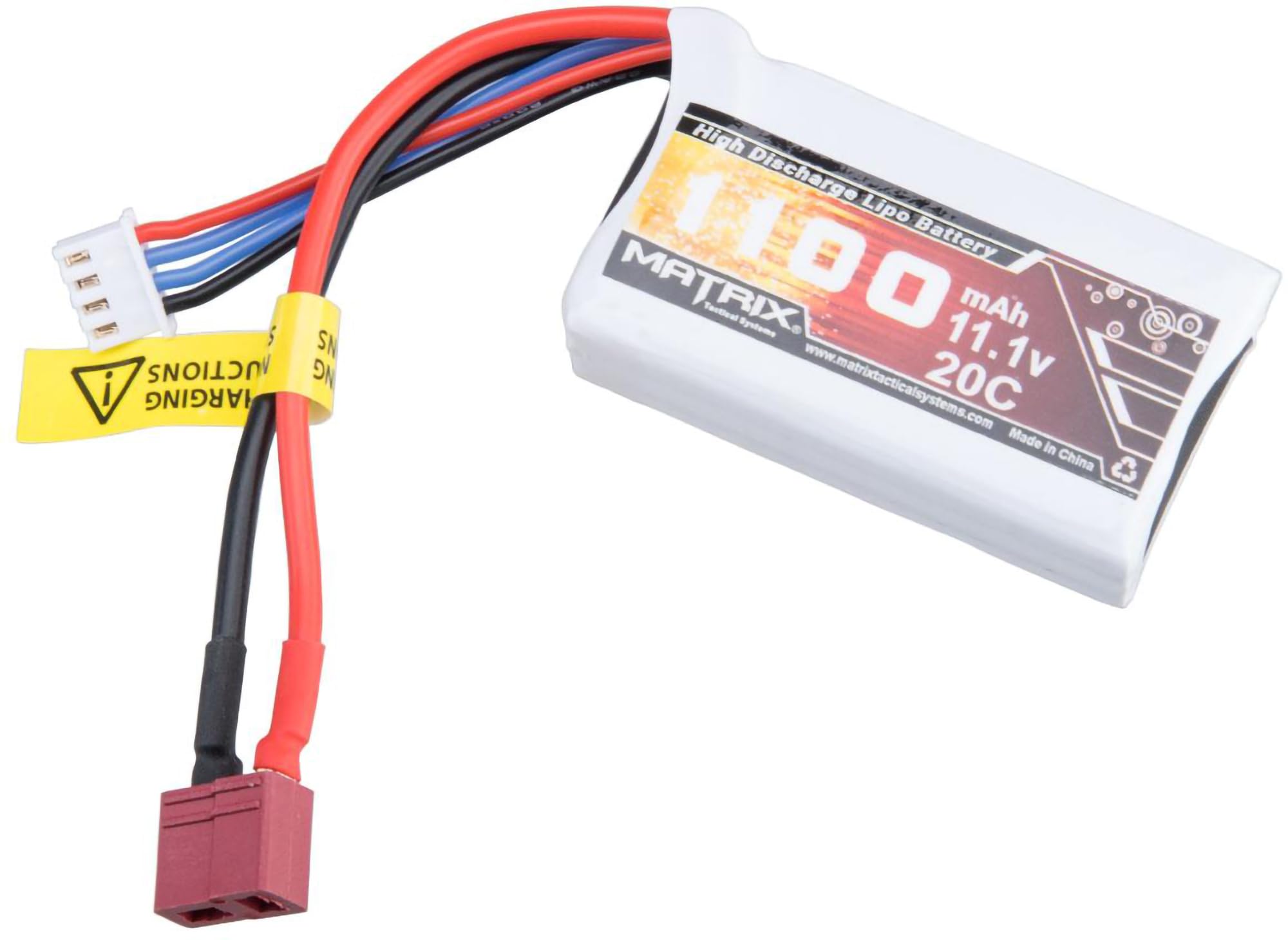 Evike Airsoft - Matrix High Performance 11.1V PEQ Type Airsoft LiPo Battery (Model: 1100mAh - 20C / Deans)