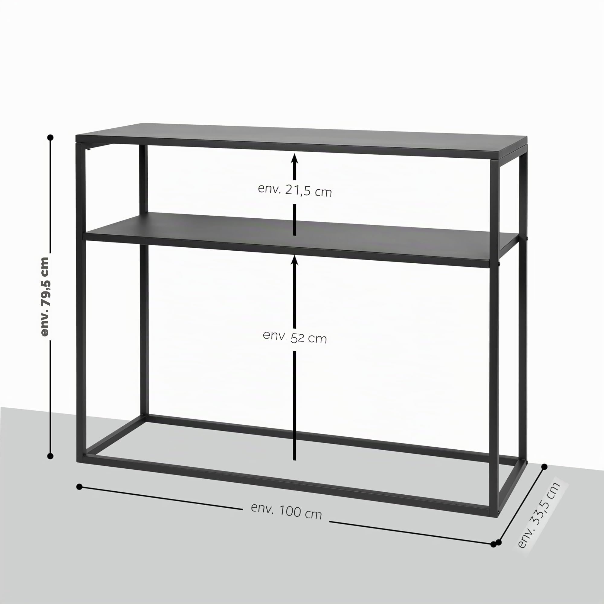 bremermann Table Console avec étagère, étagère sur Pied, Tabouret à Fleurs en métal (Noir)