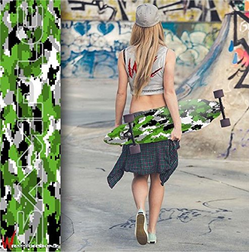 WraptorCamo Digital Camo Green - Decal Style Vinyl Wrap Skin fits Longboard Skateboards up to 10