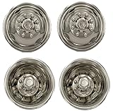 JOHNWELL 4PCS Spring Clip Hubcaps 16 inch SS 304 Polished Full Kits Wheel Simulator Generic for Model Chevy GMC Ford Dodge Dually Wheels