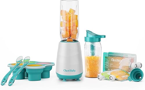 CheriBaby - Sistema de fabricación de alimentos para bebés 15 en 1, juego de licuadora de procesador de alimentos para puré de bebé, frutas,