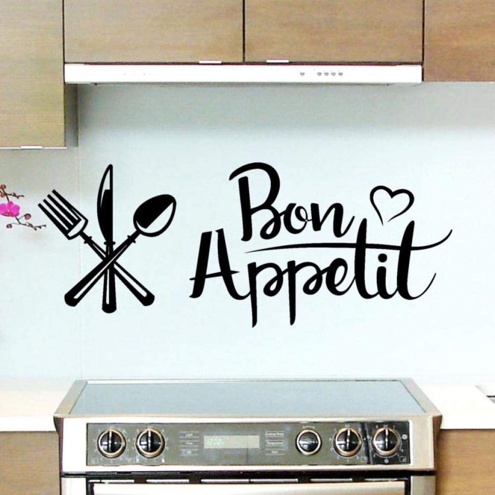 Bontand Black Kitchen Wall Sticker Diy Knife And Fork Removable Wall Decal Family Home Sticker Mural Art Home Decor 60X25cm