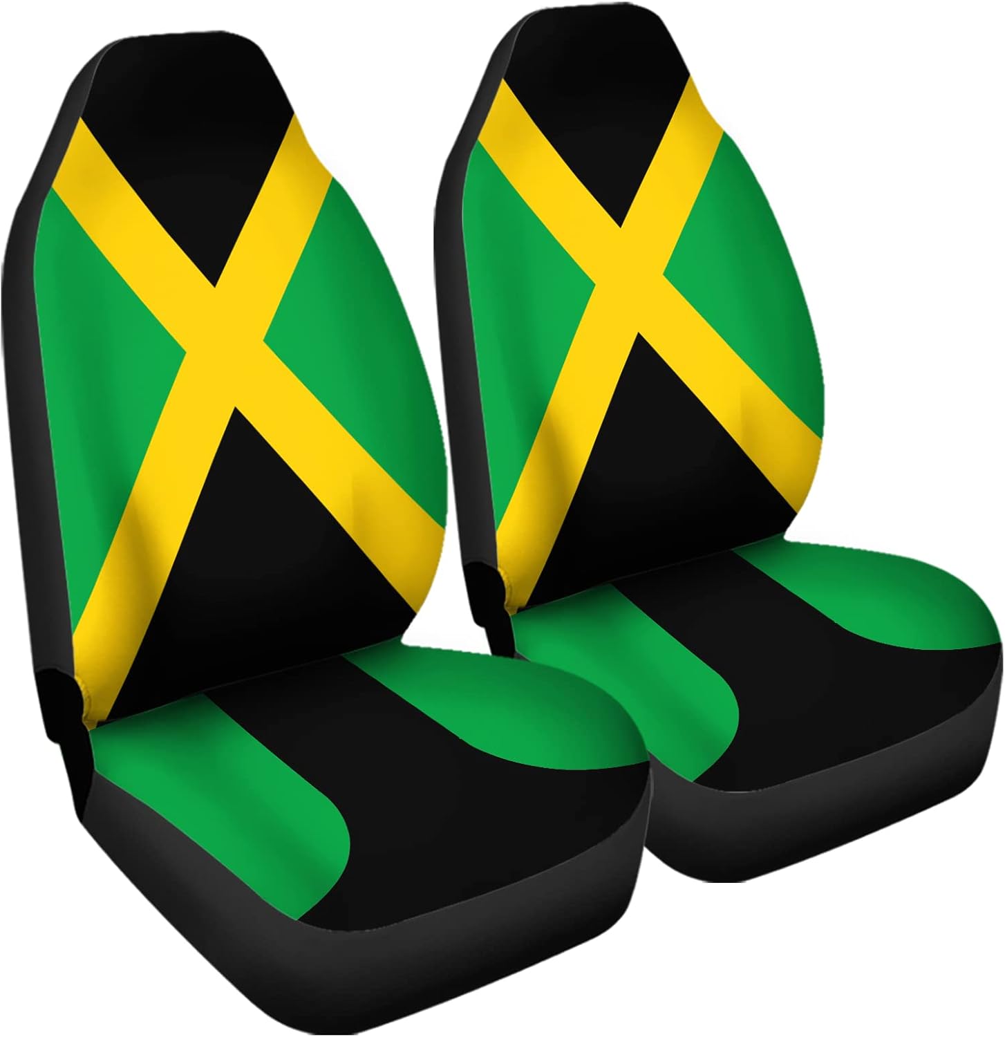 Bulopur Jamaican Flag Polyester Car Seat Cover Sets, Universal Fit for Car, SUV, Truck, Van; 2 Pcs Front Seat Protectors