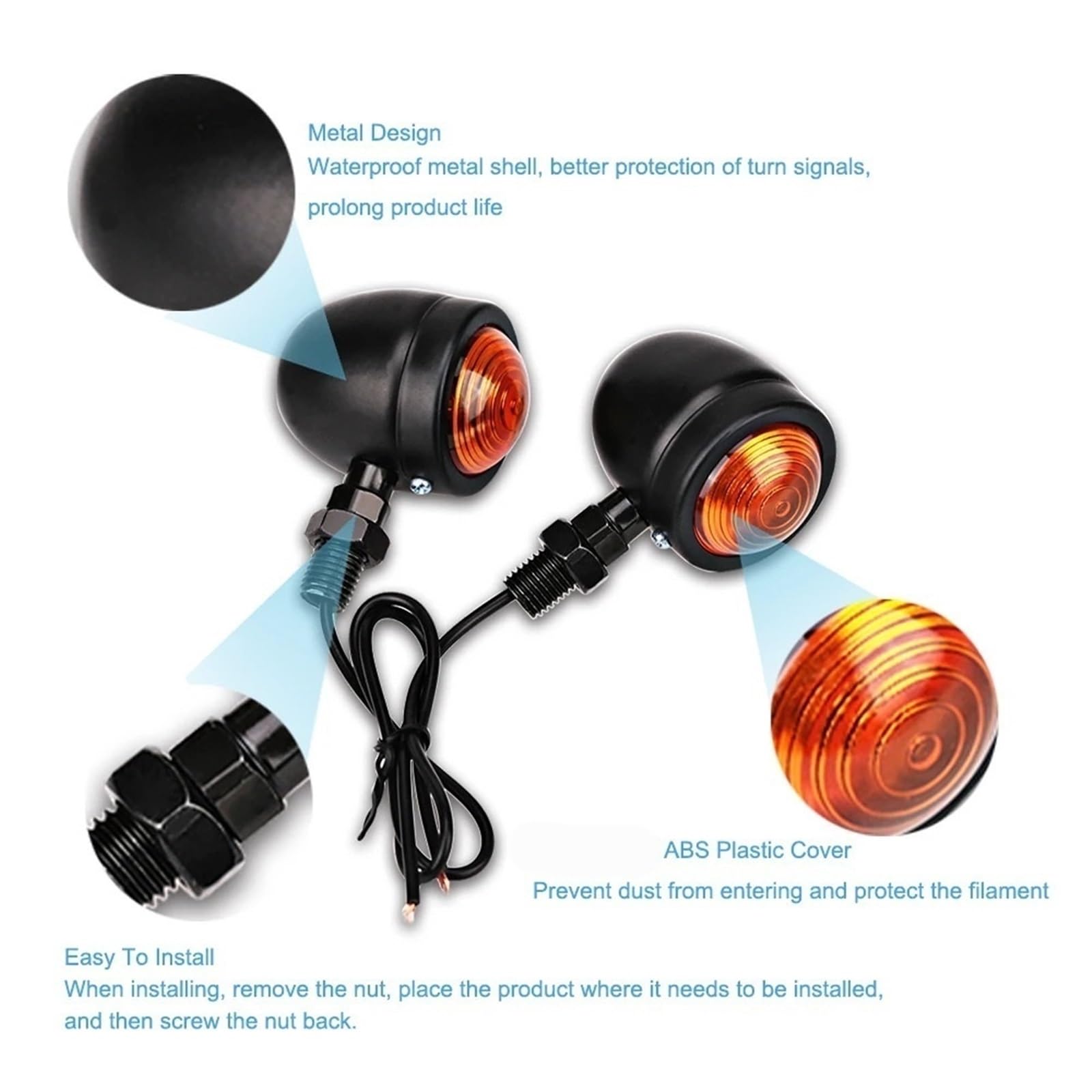 Indicatori di direzione per moto per universale a filo singolo 12v