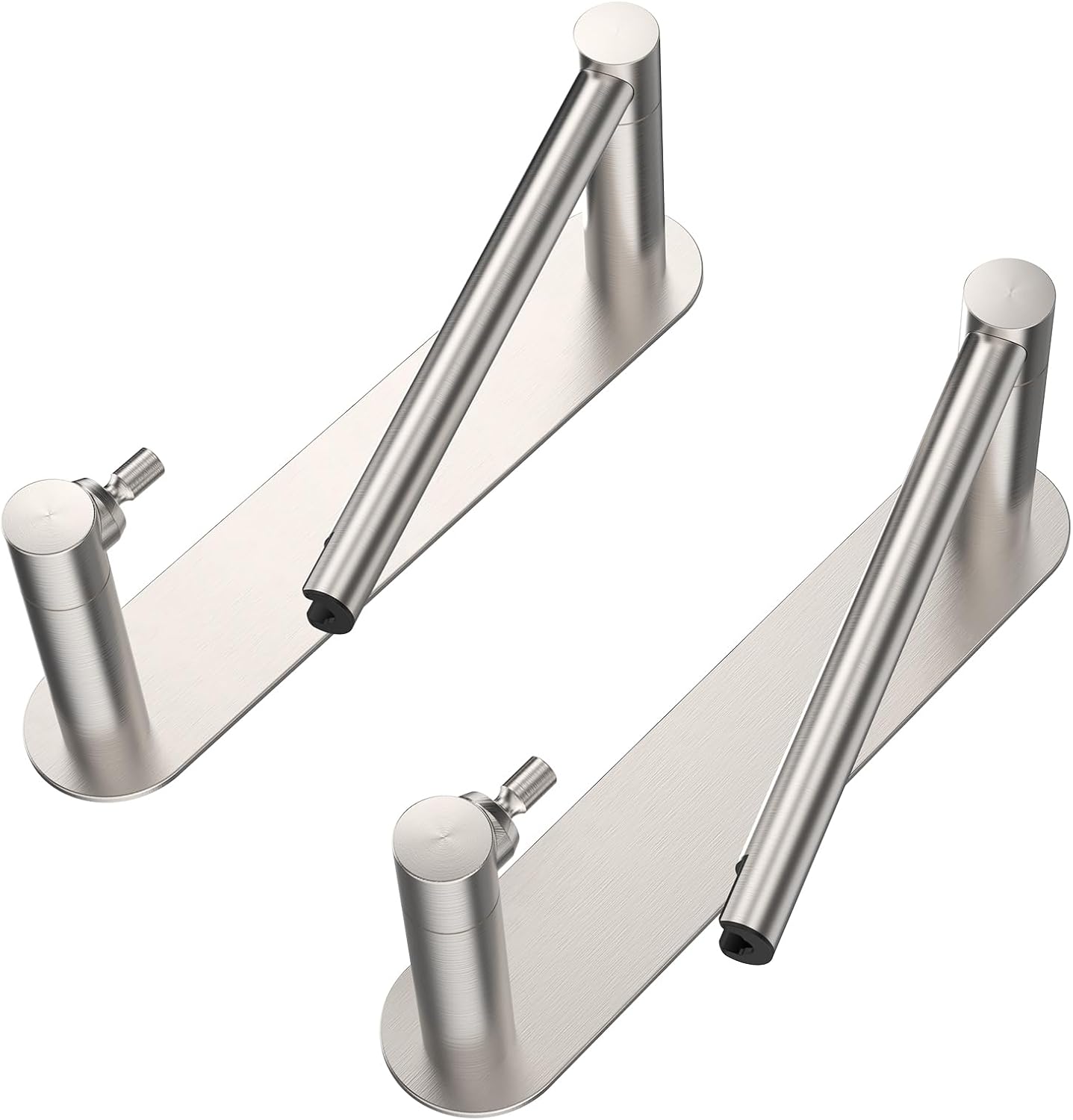 Adhesive Toilet Paper Holder, Self Adhesive Double Post Pivoting Toilet Tissue Holder, Stick on No Drilling Toilet Paper roll holder for Bathroom, Stainless Steel and Zinc Alloy, Brushed Nickel, 2Pack