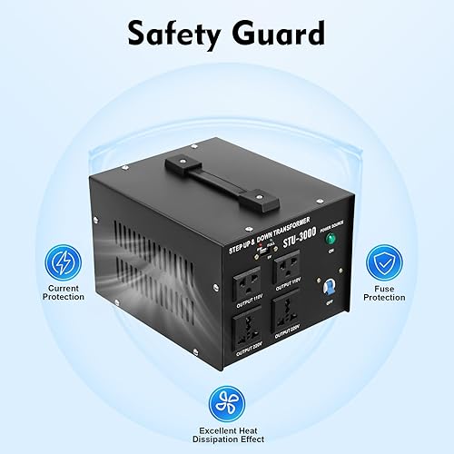 Miniatura 5 de Convertidor de voltaje de 3000 W Máquina transformadora Convertidores de potencia Cambiador de voltaje Enchufe de 3 clavijas Transformador de