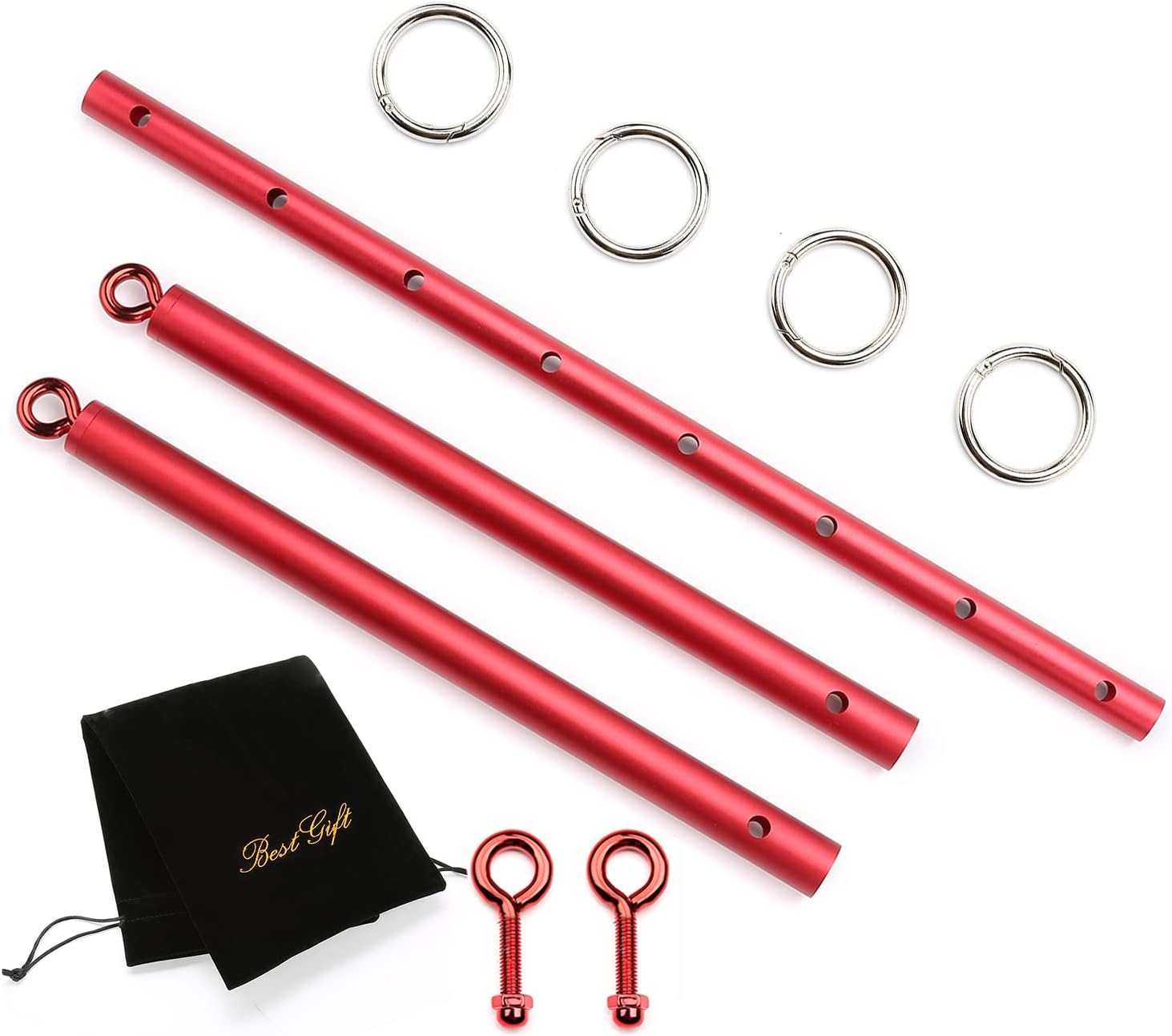 EXREIZST Expandable Spreader Bar Set with Bag and Premium Soft Pad Leather Straps System Set Adjustable Home Yoga Bar Kit