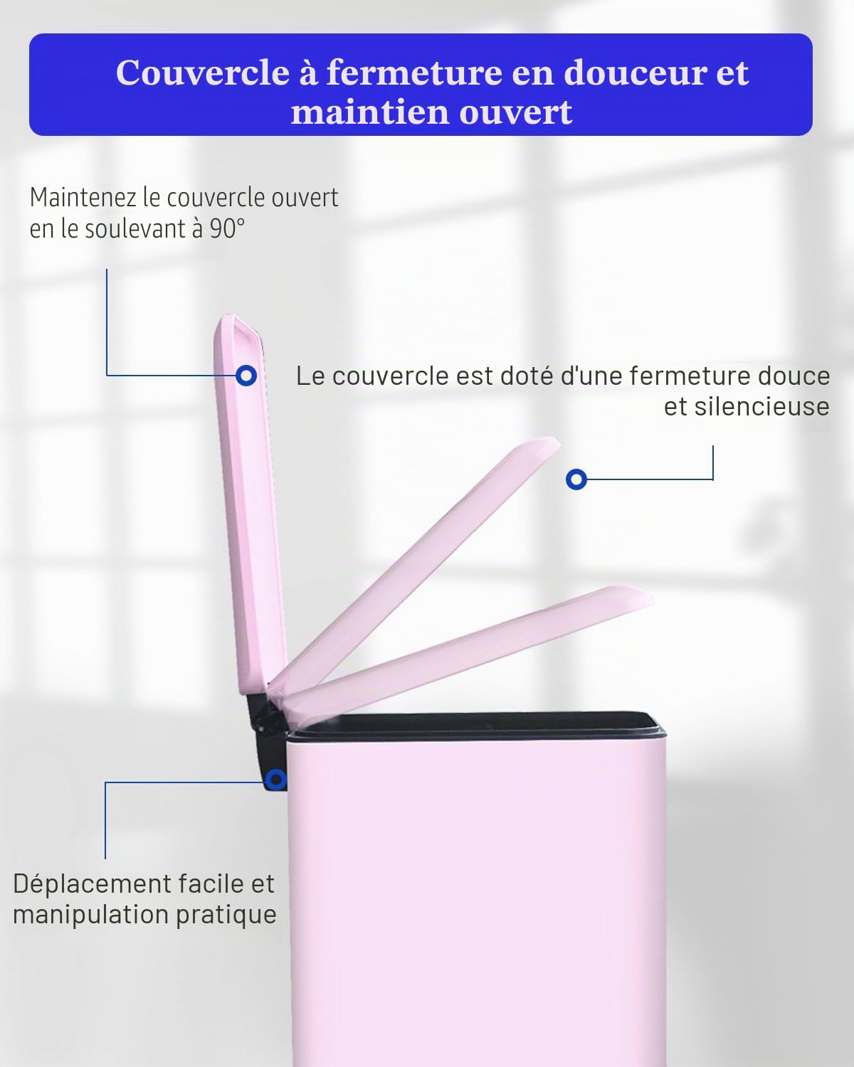 Poubelle de salle de bain avec couvercle - En acier inoxydable - 10 l - Petite poubelle de salle de bain - Poubelle à pédale - En acier inoxydable - Pour salle de bain, chambre et bureau