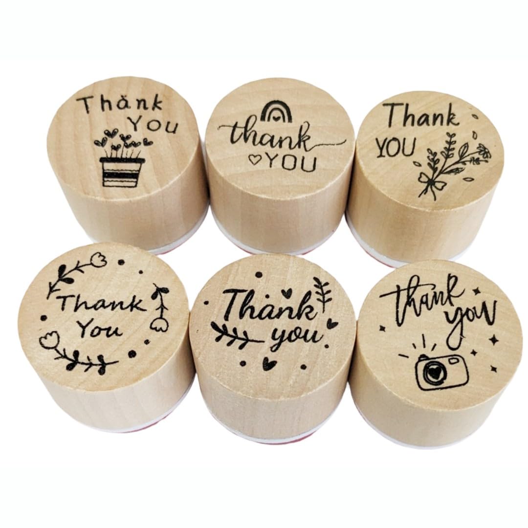 Amazon.co.jp: リタプロショップ® Thank You スタンプ 6種セット 木製