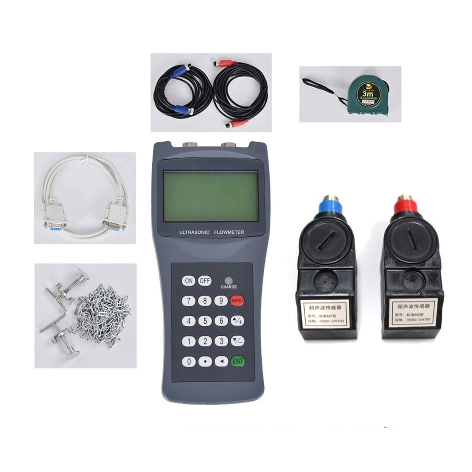 TDS-100H przenośny ręczny przepływomierz ultradźwiękowy z czujnikiem zaciskowym M2 DN50-700mm 0~160 ℃ wody, Jednostka przenośna(Host And Sensor M2)