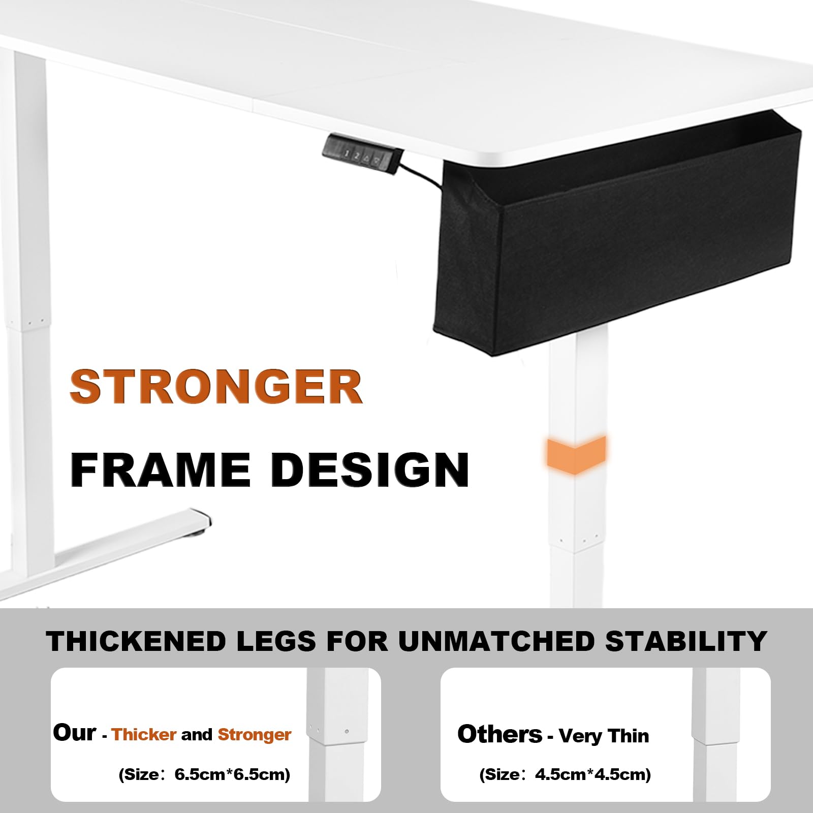 Schreibtisch Höhenverstellbarer Elektrisch, 160 x 80cm, Computertische mit Memory-Steuerung, Ergonomic Standing Desk, Mit Haken und Aufbewahrungstasche, Bürotisch, Weiß