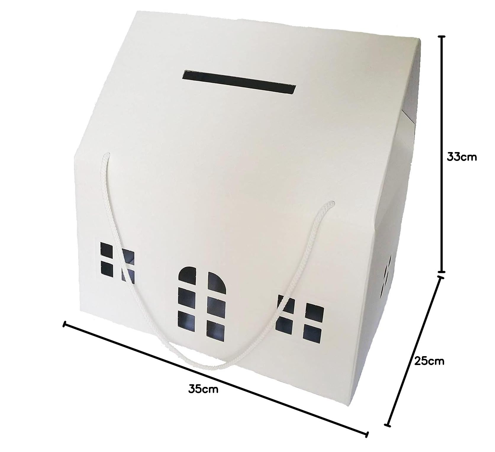 Scatola Porta Buste Matrimonio Nozze CASETTA Bianca 33X25X35 CM con Foro X Buste