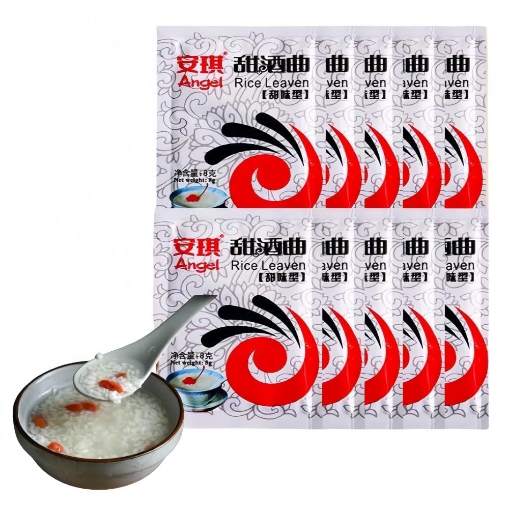 Angel Sweet Qu,Rice Wine Leaven,Traditional Chinese sweet wine fermentation, Glutinous rice fermentation，Homemade Fermented Dessert, (8g * 10 packs) 2.82oz 安琪糯米甜酒曲 : Grocery  Gourmet Food
