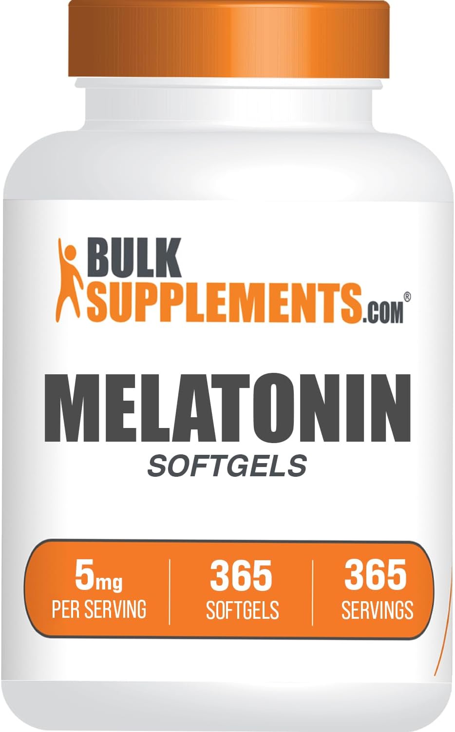 BulkSupplements.com Melatonin 5 mg Softgels - Melatonin for Adults, Sleep Supplement - 5mg Melatonin per Serving, Gluten Free, 1 Softgel per Serving, 365 Count (Pack of 2)