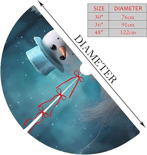 Miniatura 2 de Faldones de árbol de Navidad, muñeco de nieve, nieve, árbol de Navidad, faldas de árbol de Navidad de 36 pulgadas, tapetes de tela para decoración