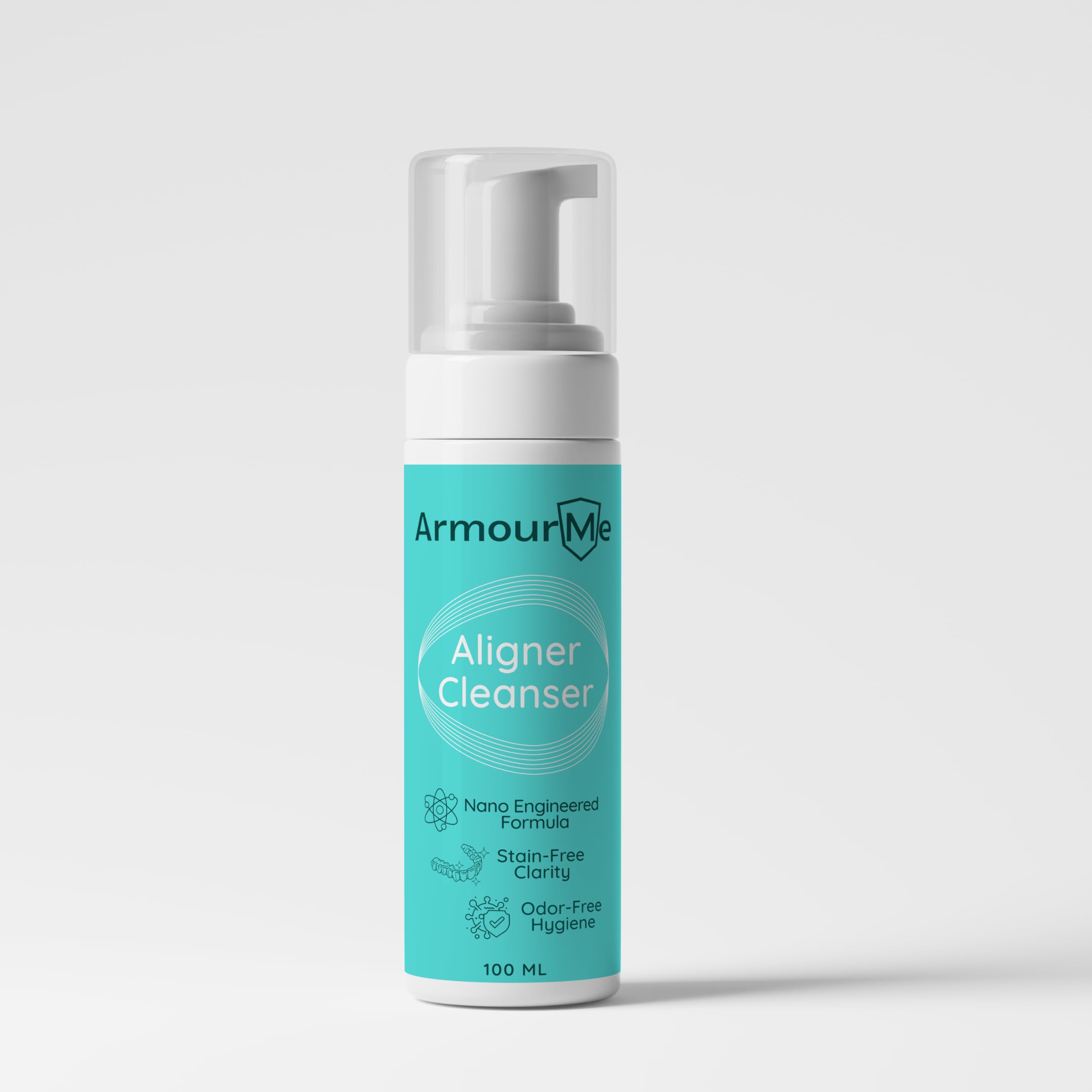 ArmourMe Aligner & Retainer Cleanser Foam | Nano Engineered for Stain-Free Clarity & Deep Clean | Antibacterial Formula for Dentures, Retainers & Aligners | Oral Foam for Retainer Cleaner (100 ML)