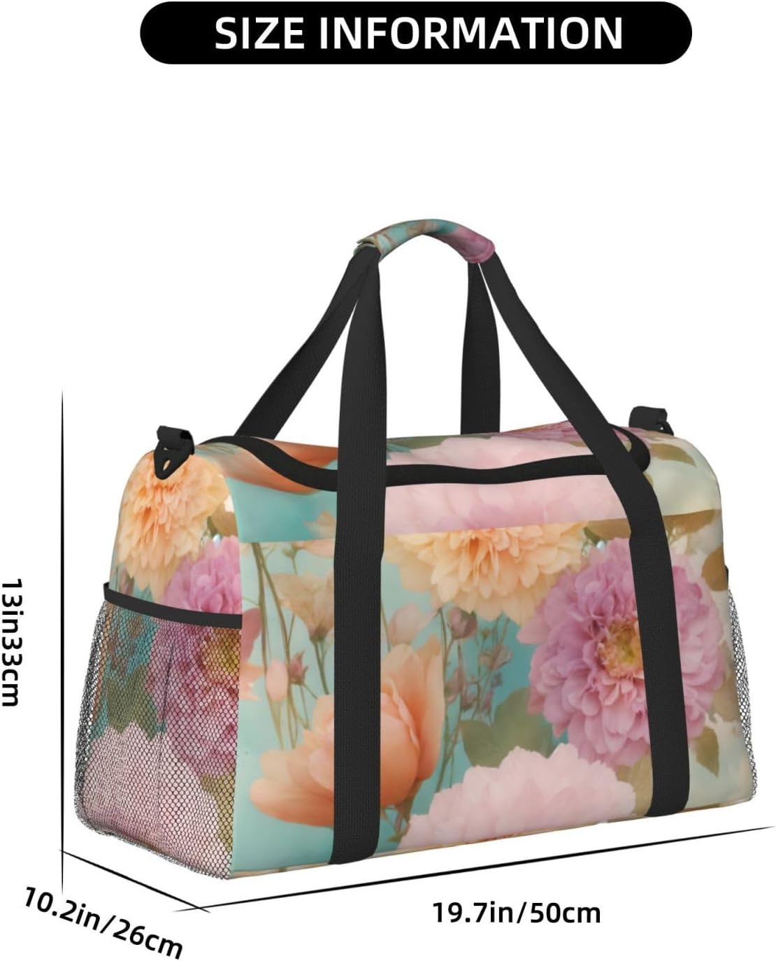 牡丹の花 ブロッサムプリント 毎日の必需品 大容量 ハンドキャリーバッグ 週末の休暇スタイルバッグ