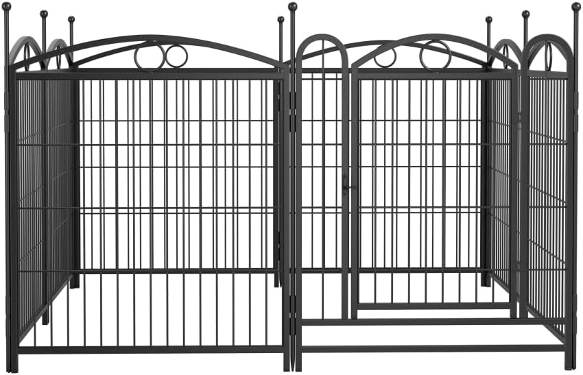 Heavy-Duty Foldable Metal Dog Playpen for Indoor and Outdoor Use – Sturdy Pet Exercise Fence with Secure Door and Easy Assembly (Black + Iron)