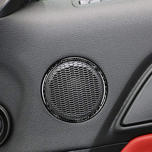 Real Carbon Fiber Car Inner Door Side Panel Horn Speaker Frame Loudspeaker Ring Trim Sticker Compatible with Ford Mustang 2015 2016 2017 2018 2019 2020 Auto Premium Interior Accessories