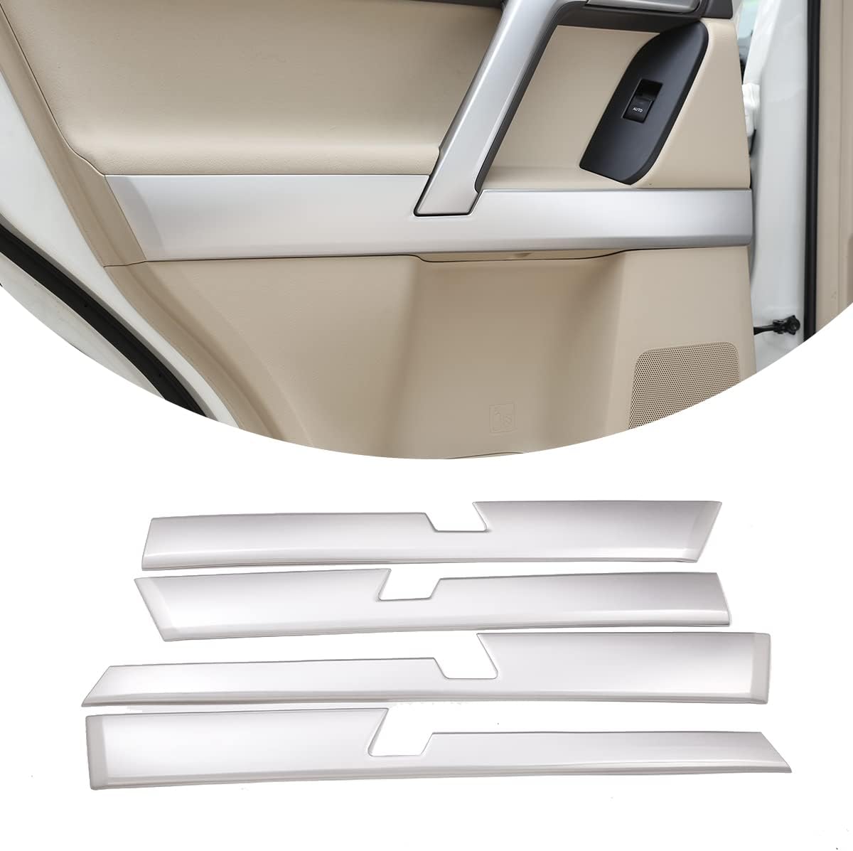 ABS Car Interior Door Handle Panel Cover Trim 4pcs Fit for Toyot@ Land Cruiser Prado FJ150 150 2010 2011 2012 2013 2014 2015 2016 2017 2018 2019 Interior Car Accessories (Black Wood Grain)
