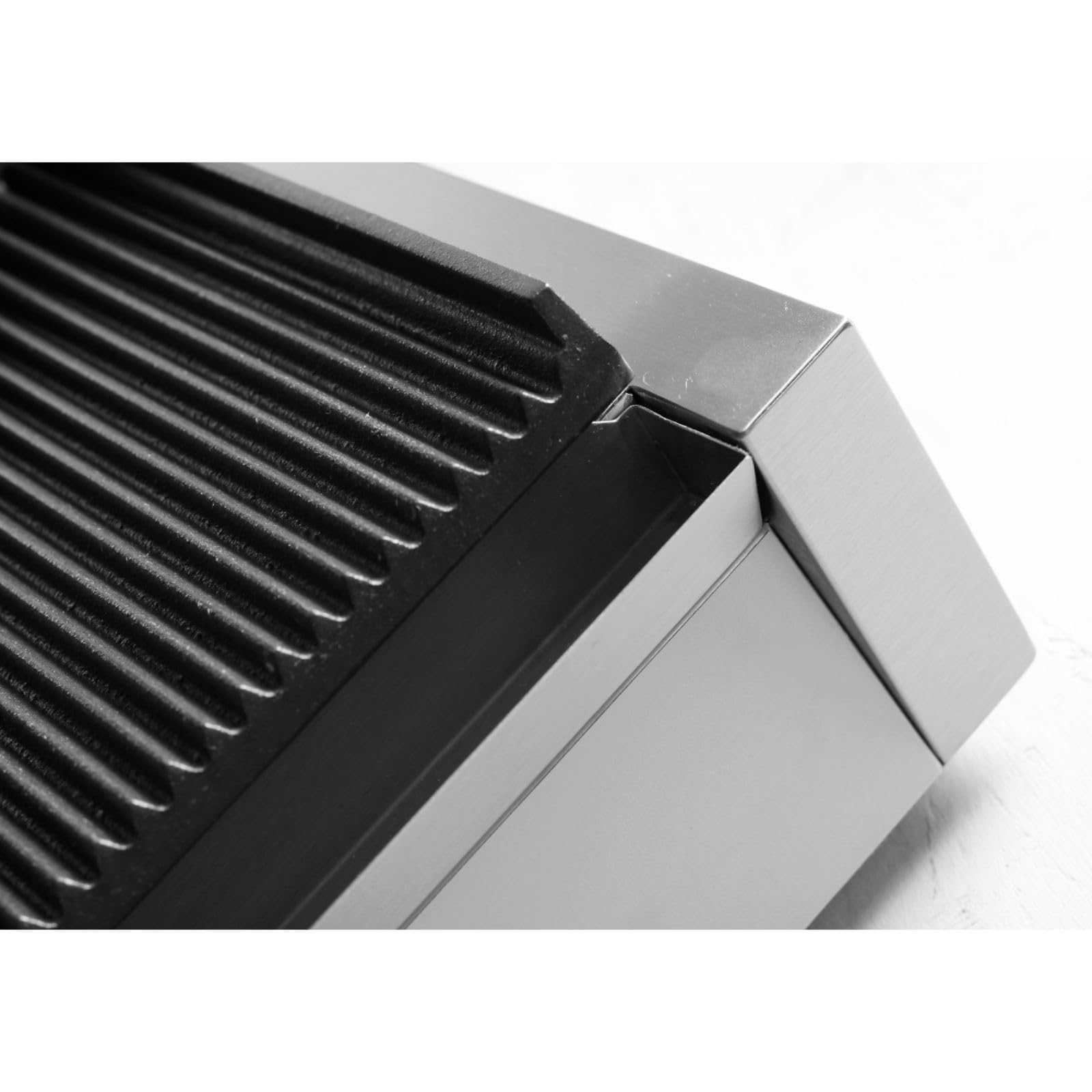HENDI Kontaktgrill, Panini, gerillte Ausführung, inkl. Grillreinigungsbürste, Temperatur bis 300°C regelbar, Grillfläche 340x235mm, Elektrogrill, 230V/2200W, 430x375x(H)216mm, Edelstahl