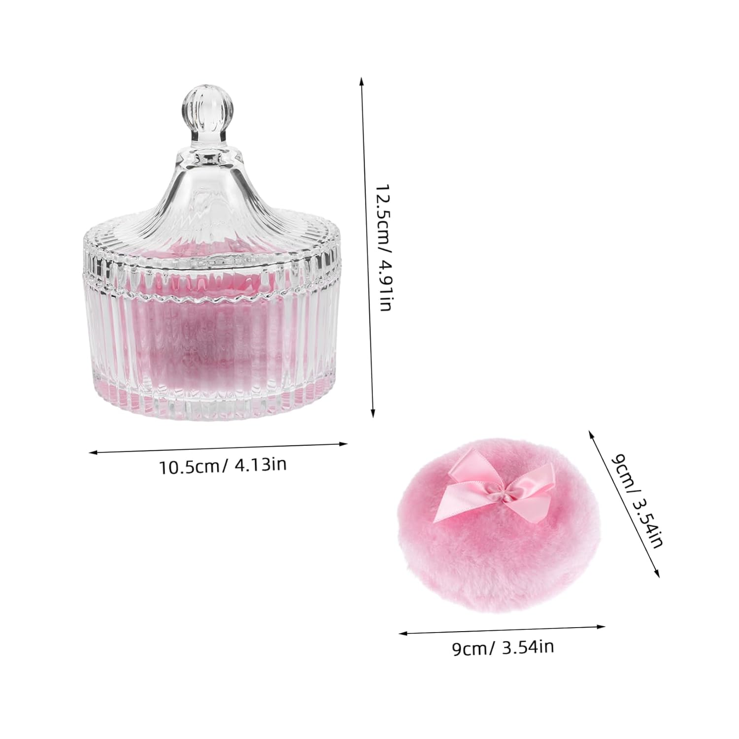 FOMIYES Extra Large Fluffy Powder Puff for Women Soft Makeup Applicator for Foundation Powder Includes Glass Container Stylish Ribbon Design