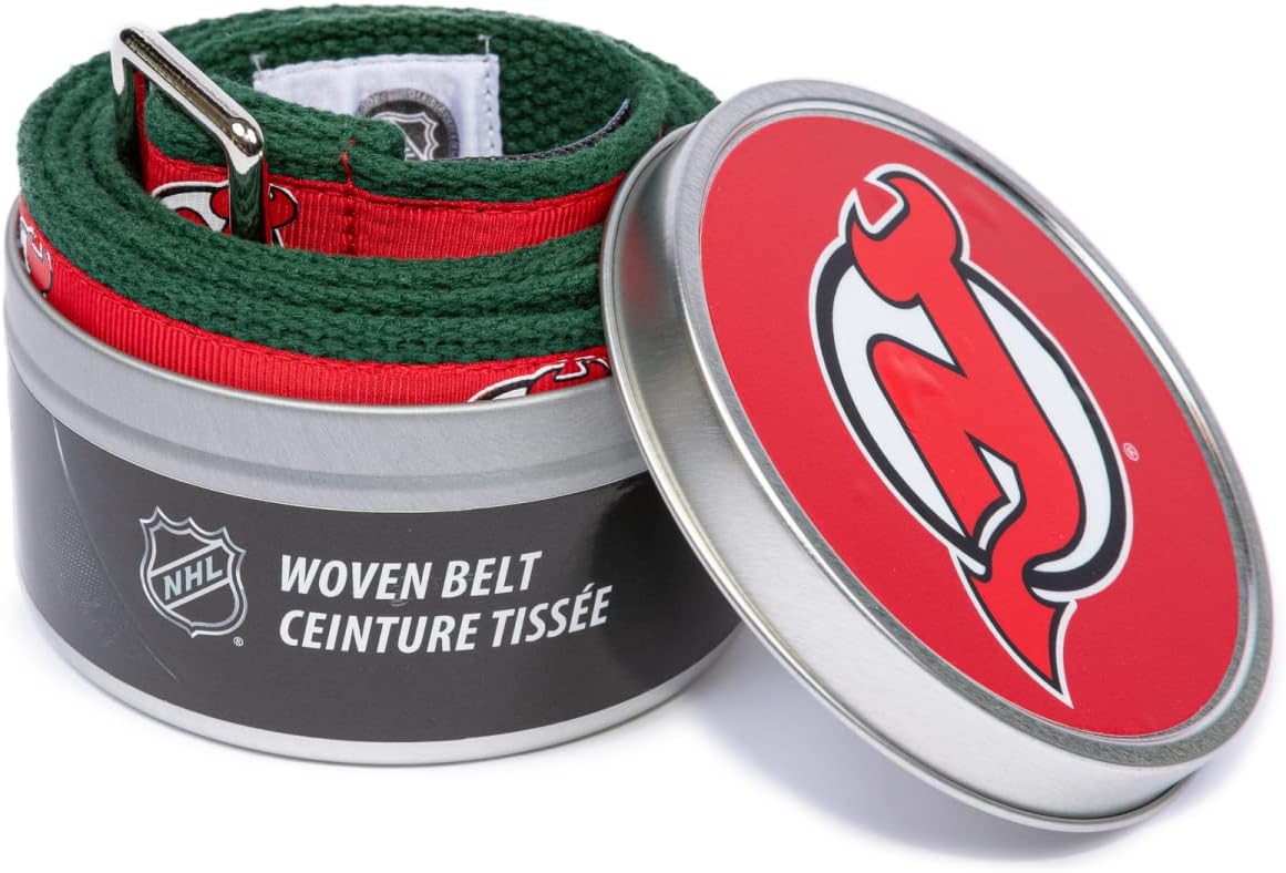 GELLS New Jersey Devils NHL Hockey Belt Officially Licensed With Nickel Finished Brass Buckle And Logo Tin