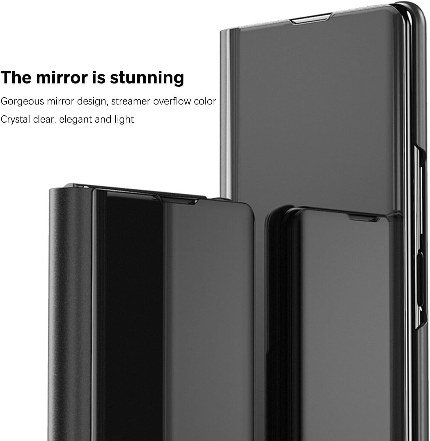 Generic case Compatible with Samsung Galaxy Fold 2 (Couleur : Gold) Mirror S-View Leather Flip Hard Back Stand Cover