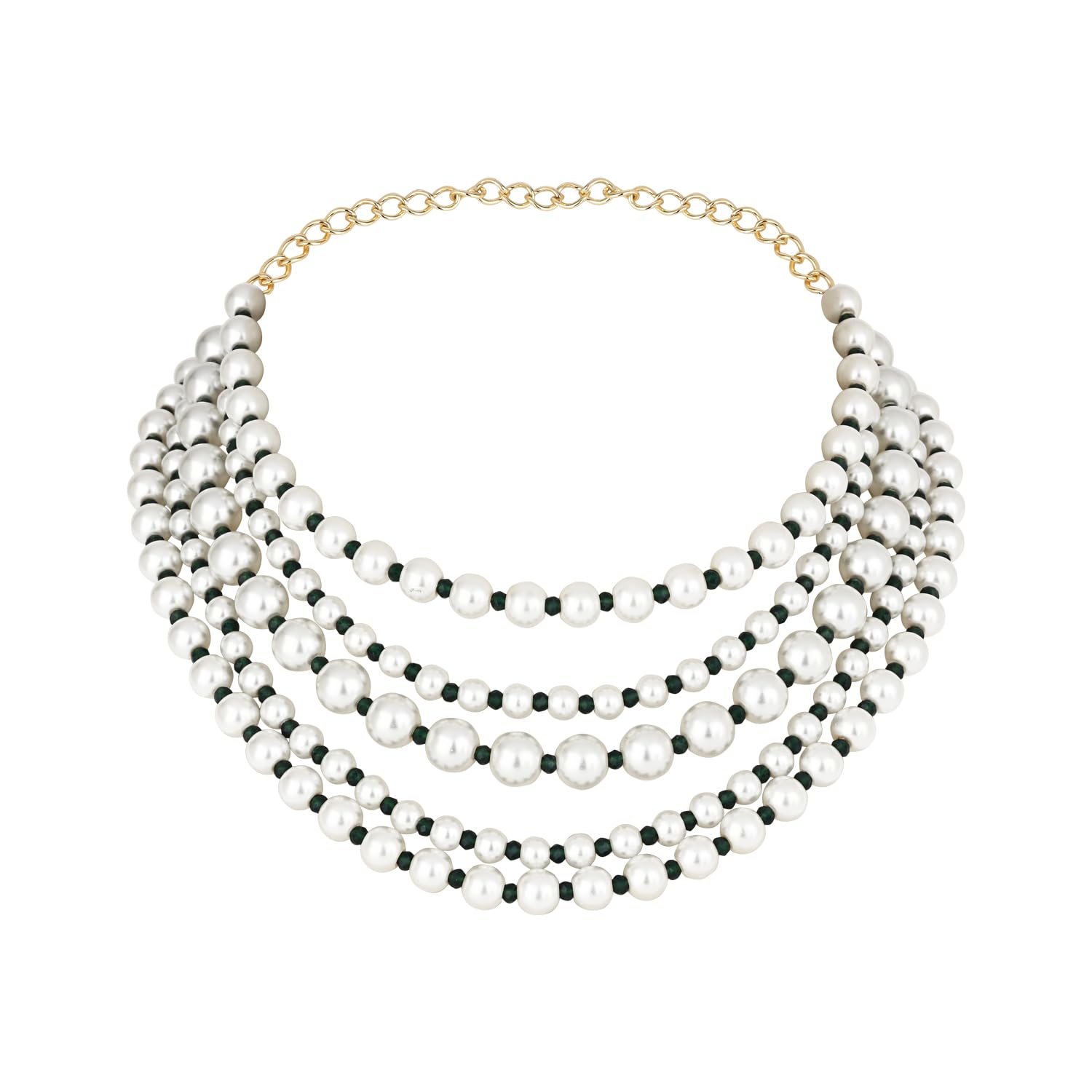 I Jewels Latest Fashion Stylish Multi Layered Pearl Beads Necklace Jewellery Set For Women (ML338) (White Green) (B0D4M4X31D) Amazon Price History, Amazon Price Tracker