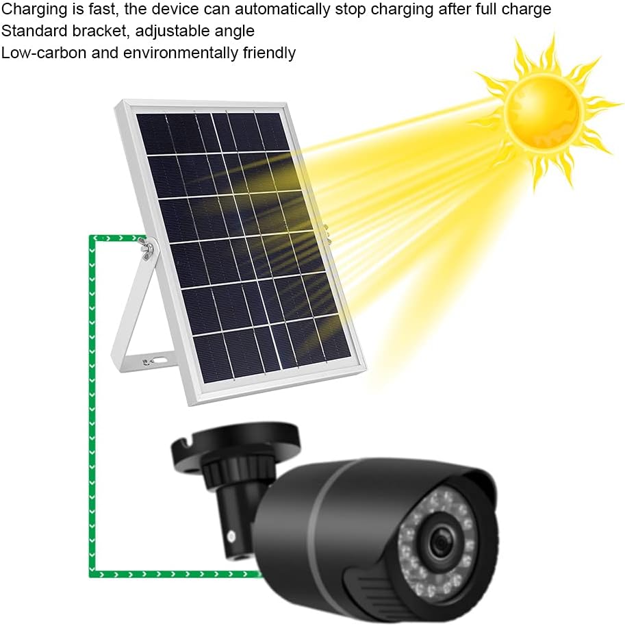 6W IP66 Solar Power Bank Panel Charger 6V 1A, Waterproof External Battery Charging for Security Camera - Fast Charging, Adjustable Angle, Outdoor Use
