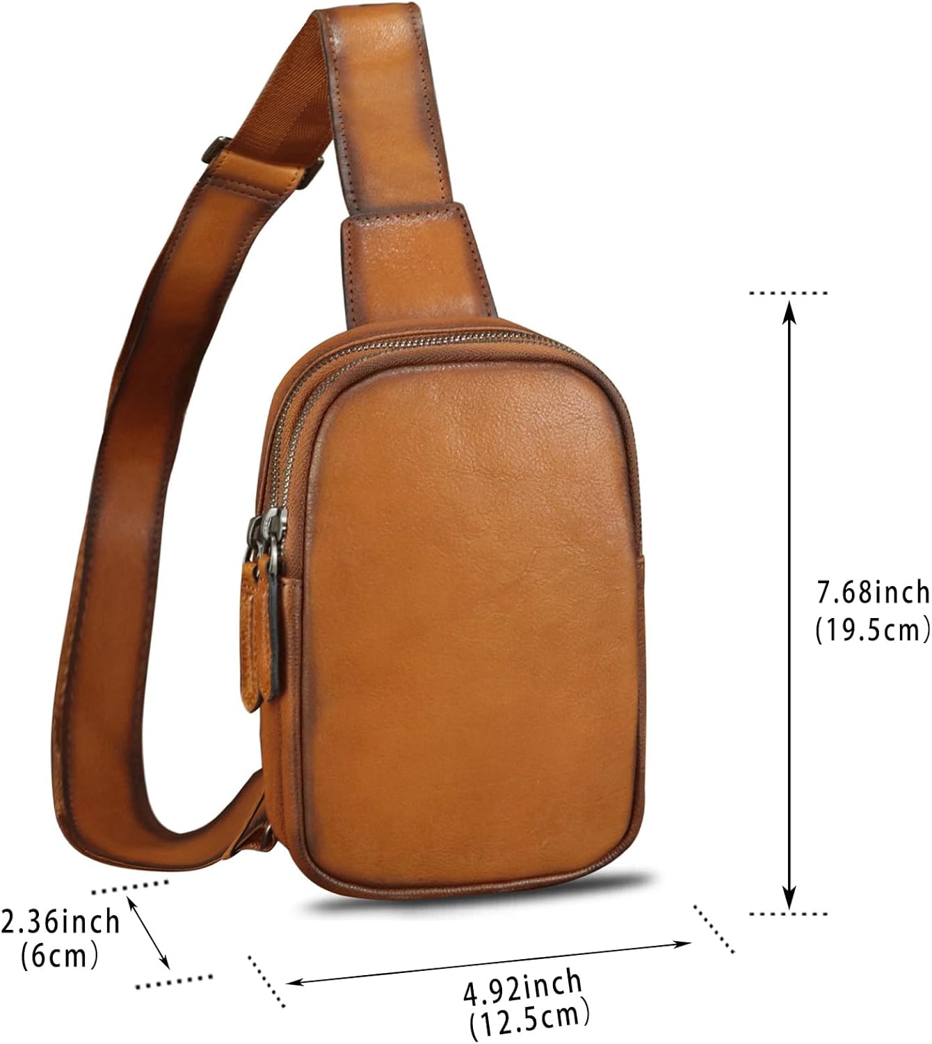 LRTO Genuine Leather Sling Bag for Women Small Crossbody Purse Handmade Daypack Retro Shoulder Backpack Vintage Chest Pack (Brown) - Image 5