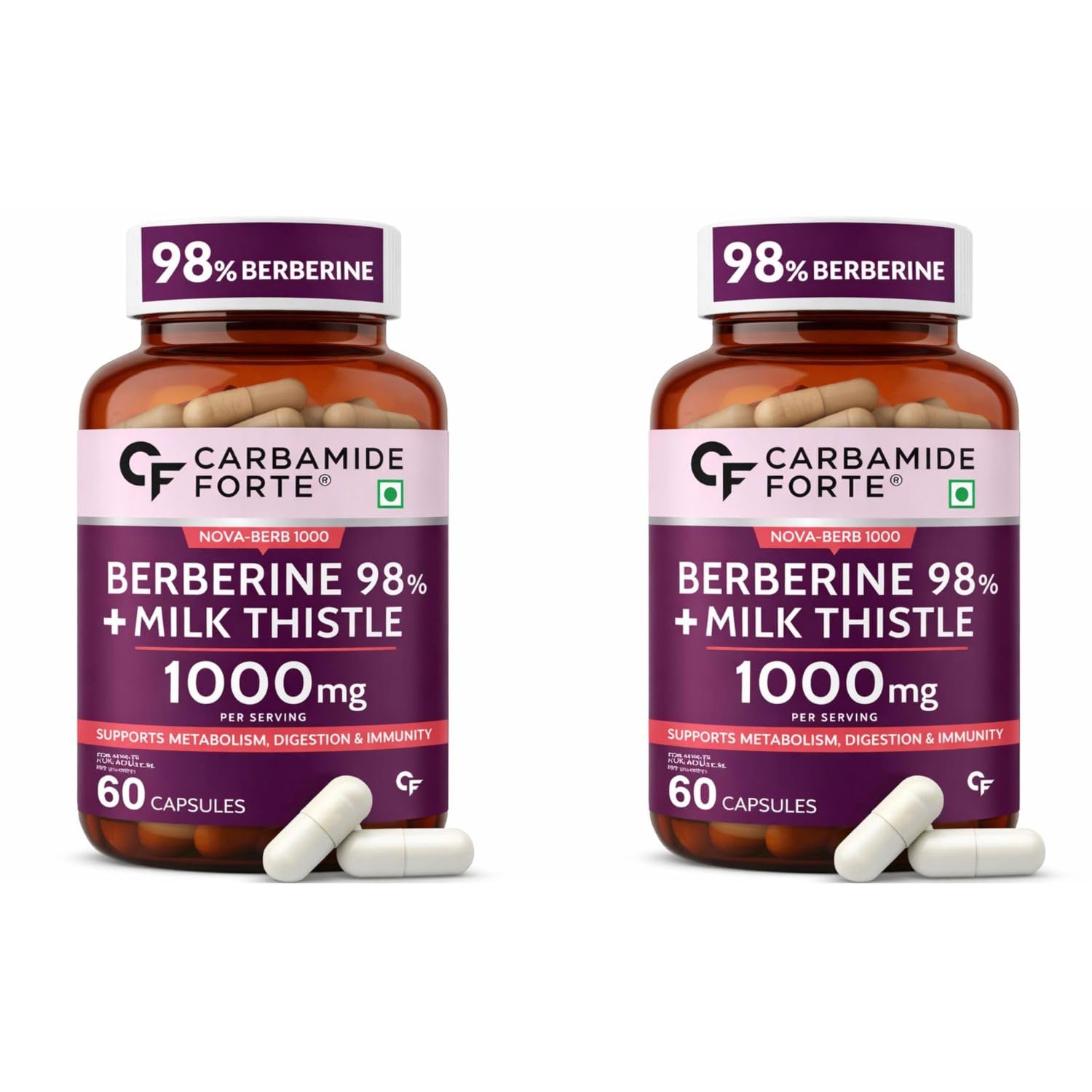 Carbamide Forte 98% Berberine supplements with Milk Thistle | 1000mg Berberine HCl per Serving for Metabolism, Digestion, Liver Detox & Immunity Support | High Potency Berberine HCl – 60 Veg Capsules — Amazon image 12