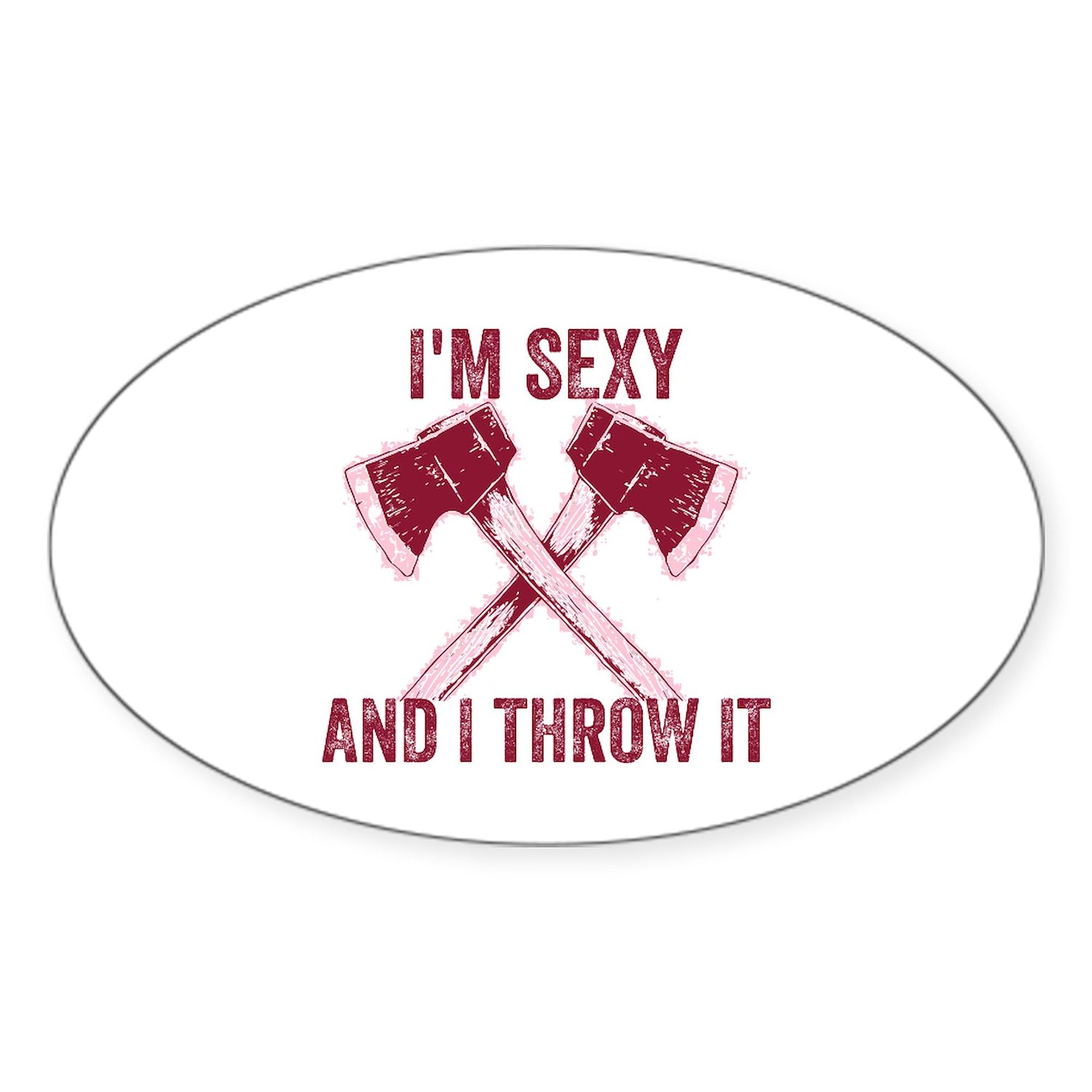 CafePressAxe Throwing Throwing Tomahawk Double Ax G Sticker Oval Car Bumper Sticker