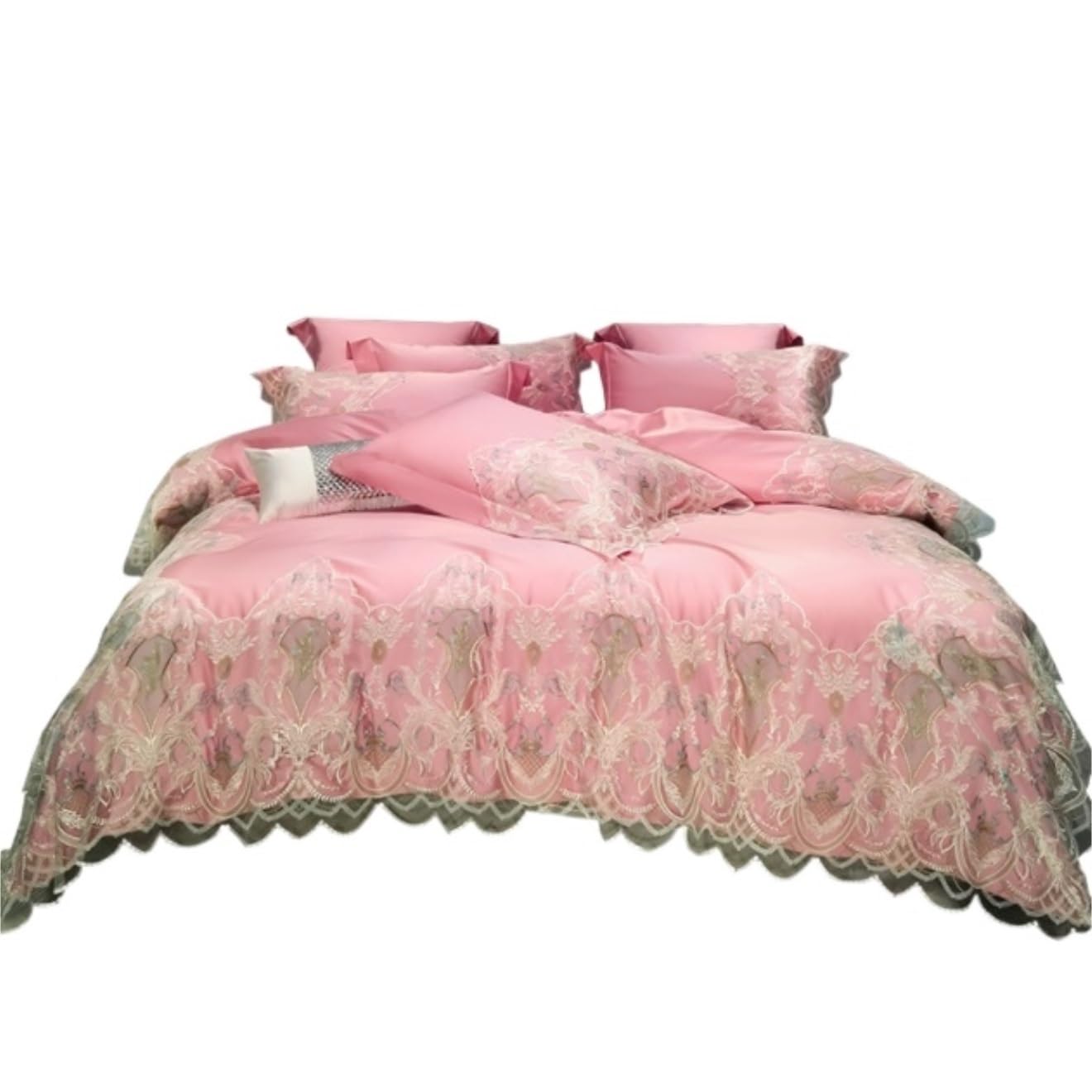 Parure de lit double en satin de coton rose pour transformer vos nuits en douceur
