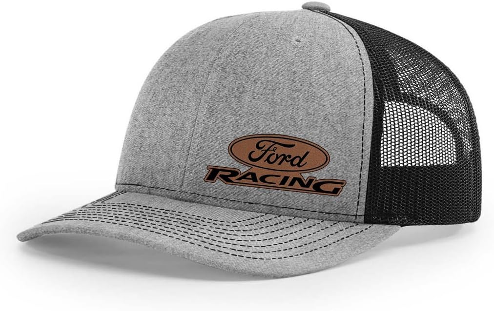 Ford Racing Motorsports Logo Side Panel Laser Engraved Leather Patch Richardson 112 Snapback Trucker Hat Cap