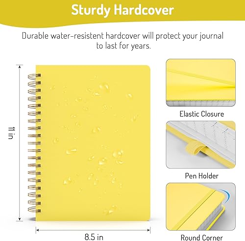 Vista 100 de Forvencer Cuaderno rayado en espiral con 300 páginas numeradas, diarios gruesos A5 para escribir con papel de 3.53 oz/m², cuadernos de tapa dura