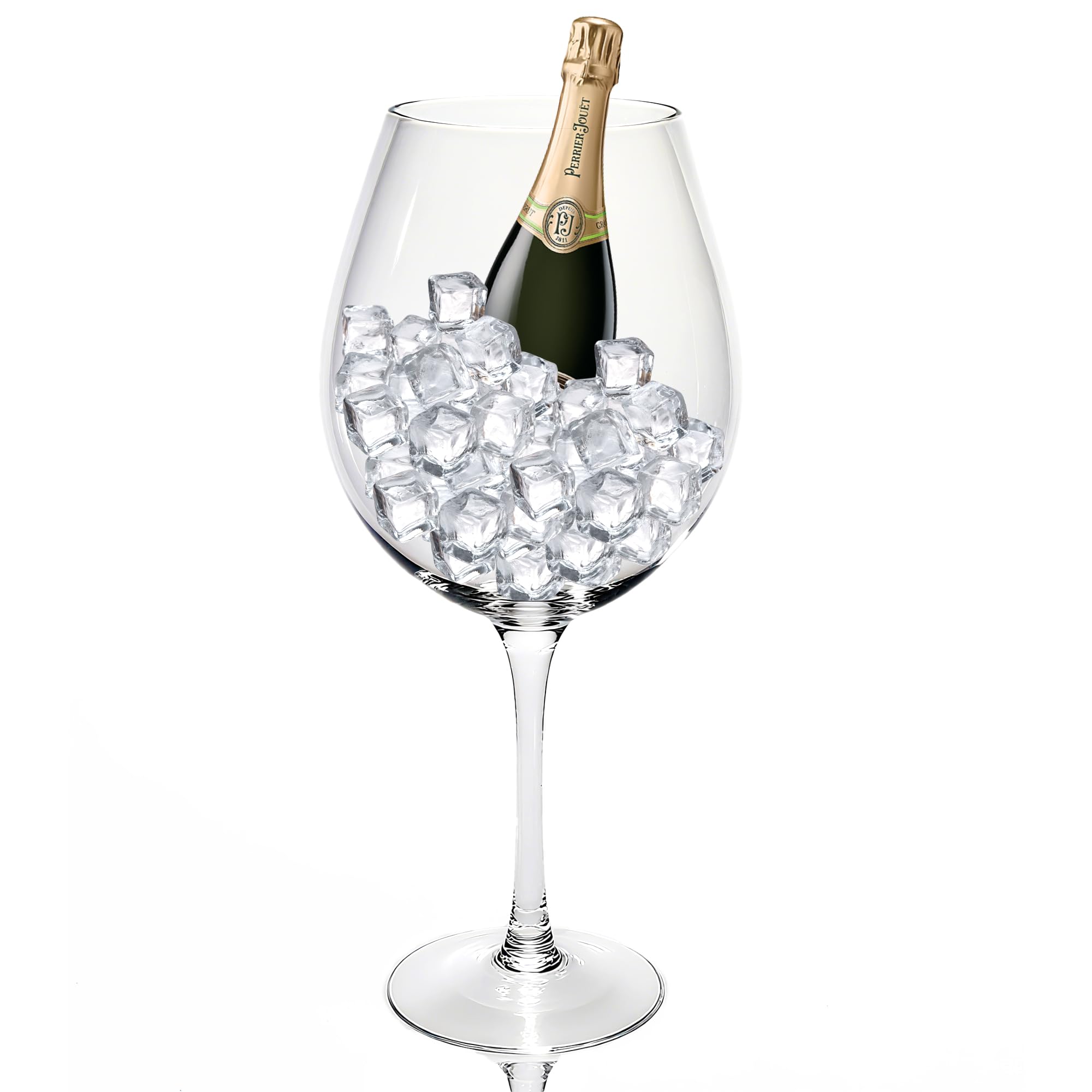 Riesiges Weinglas 3200ml (3,2L) - 38cm Hoch XXL Mundgeblasener Kristallkelch - XL Party-Deko & Champagner-Eiskübel - Premium Bleifreies Trinkgefäß für Hochzeiten & Geschenke