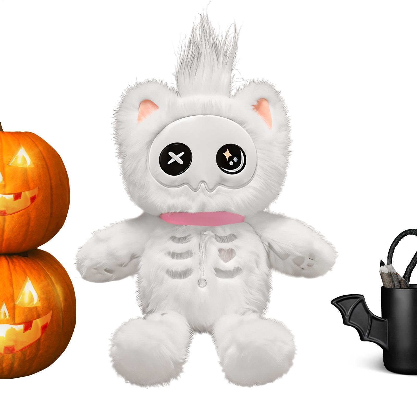 Halloween Cat Stuffed Animal 15.7 Inches Cute Soft Skeleton Home Decor