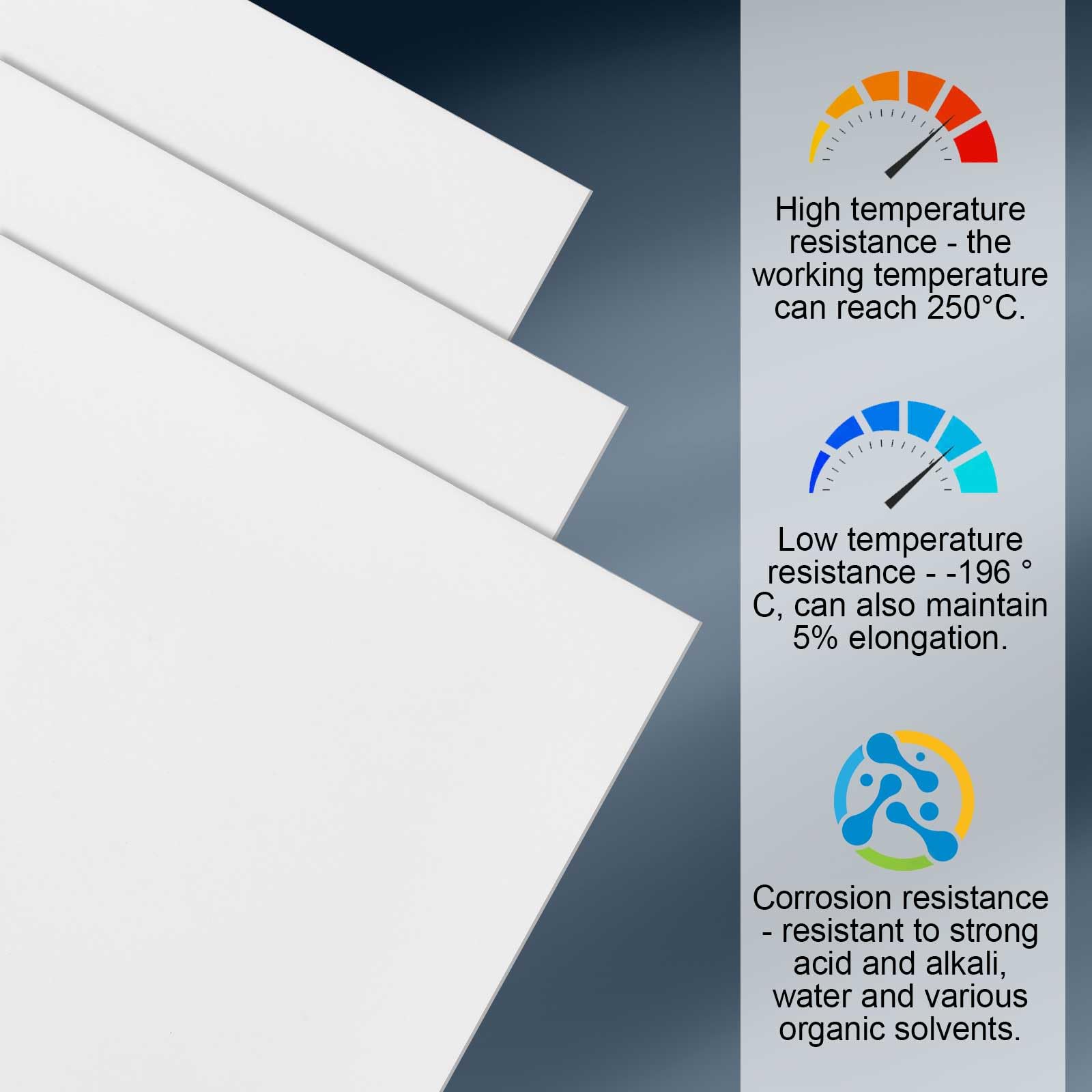 PTFE Sheets - 2 Pack Virgin PTFE Sheets 6x6 Inch -3