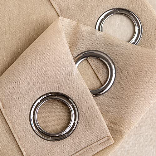 Woaboy Voile Gardinen Vorhänge Ösen 2er Set 140x245cm Beige – Ansicht 3