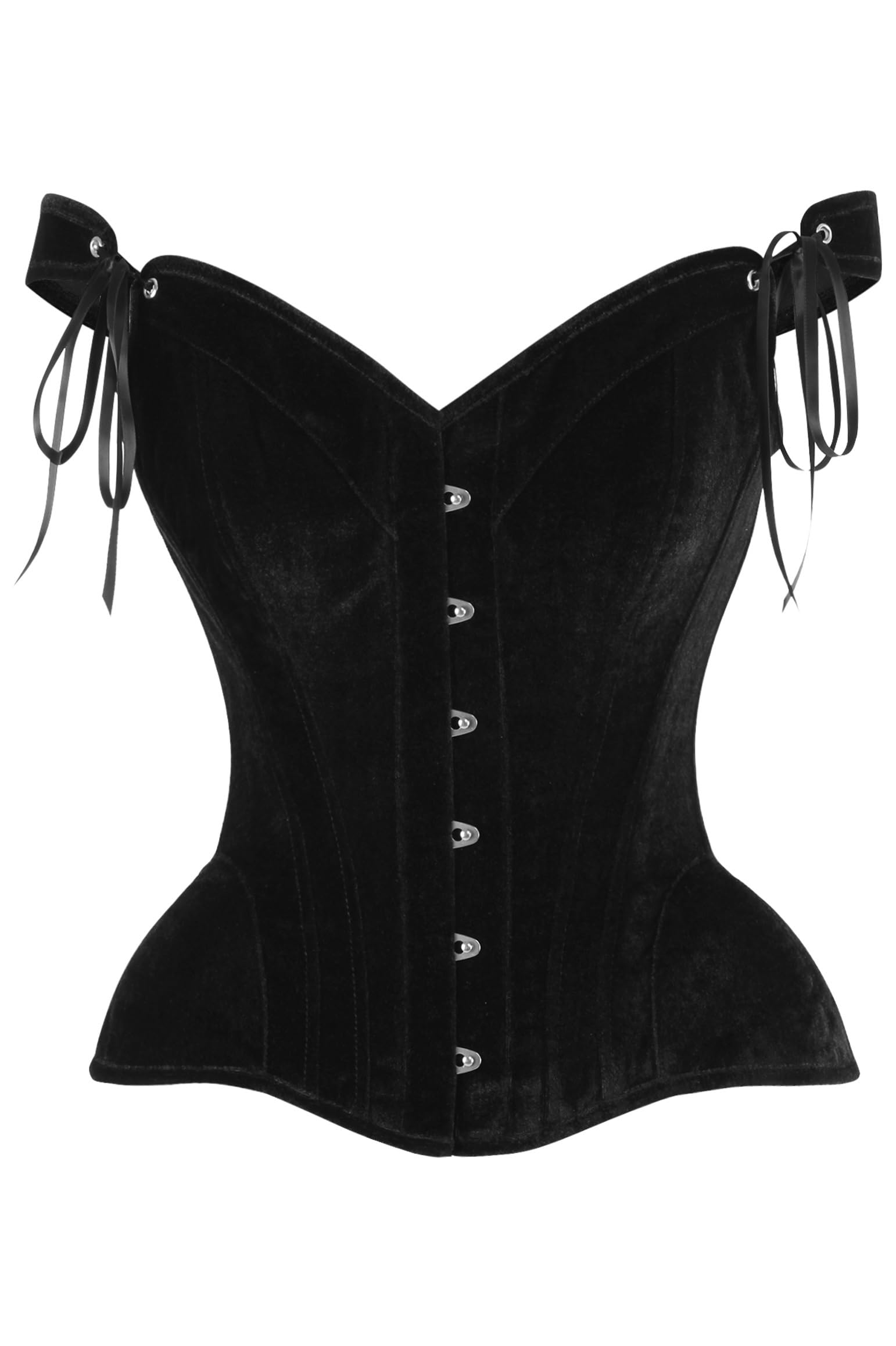 Daisy corsets Damen Top Drawer Black Velvet Steel Boned Corset W/Straps Korsett