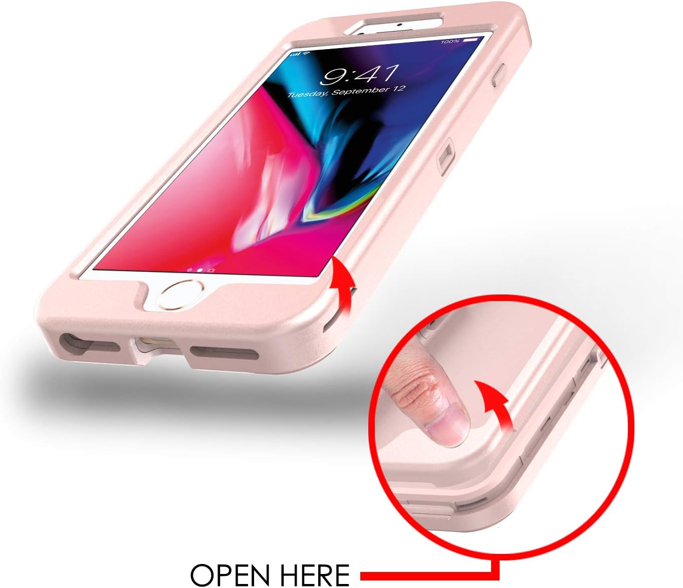 iPhone 7 Plus/8 Plus Case,Co-Goldguard Heavy Duty Slim Sparkle Bling Glitter Case 3 in 1 Thin Cover Case [Without Screen] Shinning Rubber Bumper Shell with Front Cover for iPhone 7+/8+ 5.5”,Pink