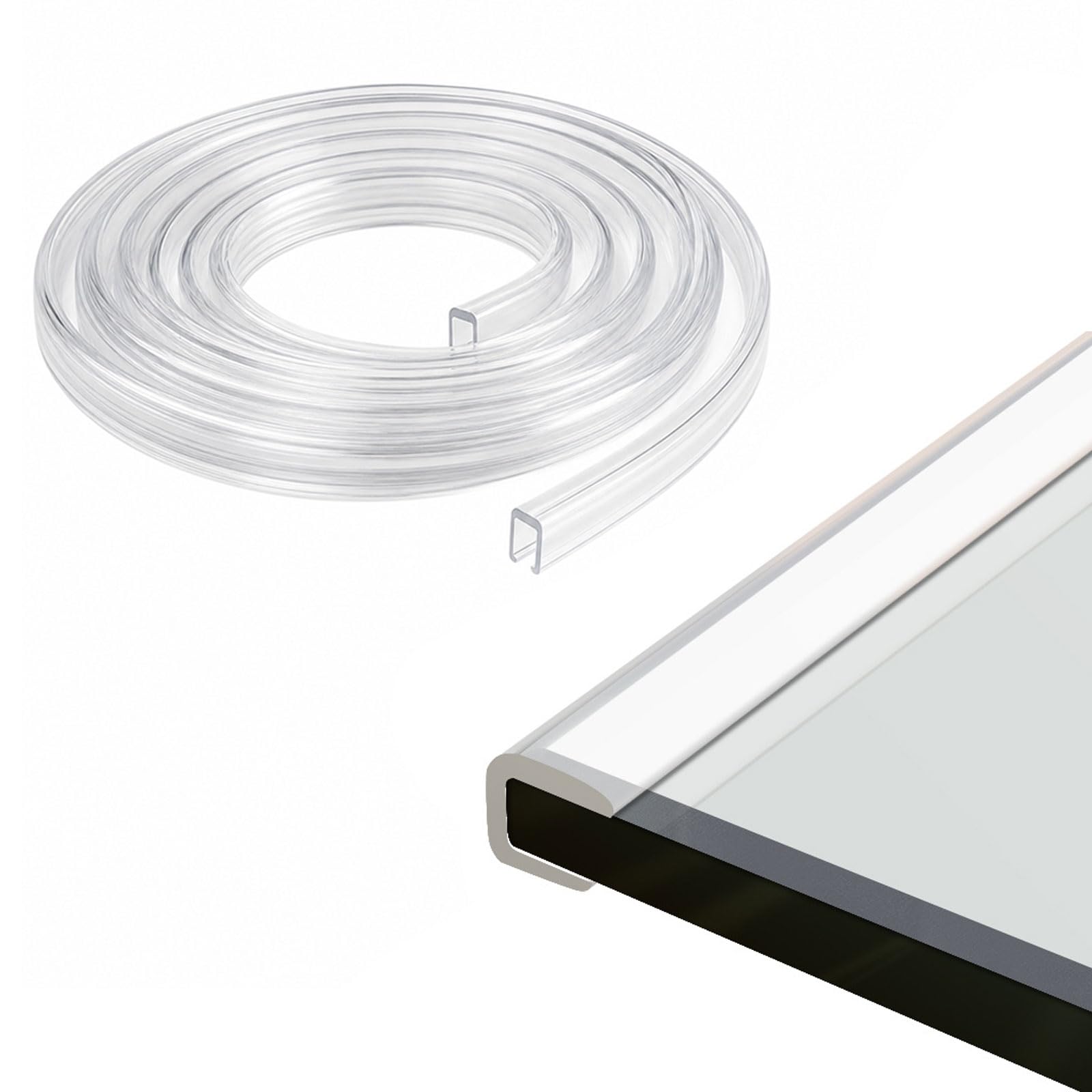 Transparenter U-Formen Kantenschutz,Klemmprofil Für Glastische,Transparenter U-FöRmiger Glaskantenschutz,Transparenter Dichtungsstreifen U-Formen,Für Platten,Tischecken,Schubladen