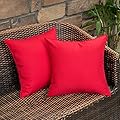 MIULEE Pack of 2 Decorative Outdoor Waterproof Pillow Covers Square Garden Cushion Sham Throw Pillowcase Shell for Spring Patio Tent Couch 18x18 Inch Red