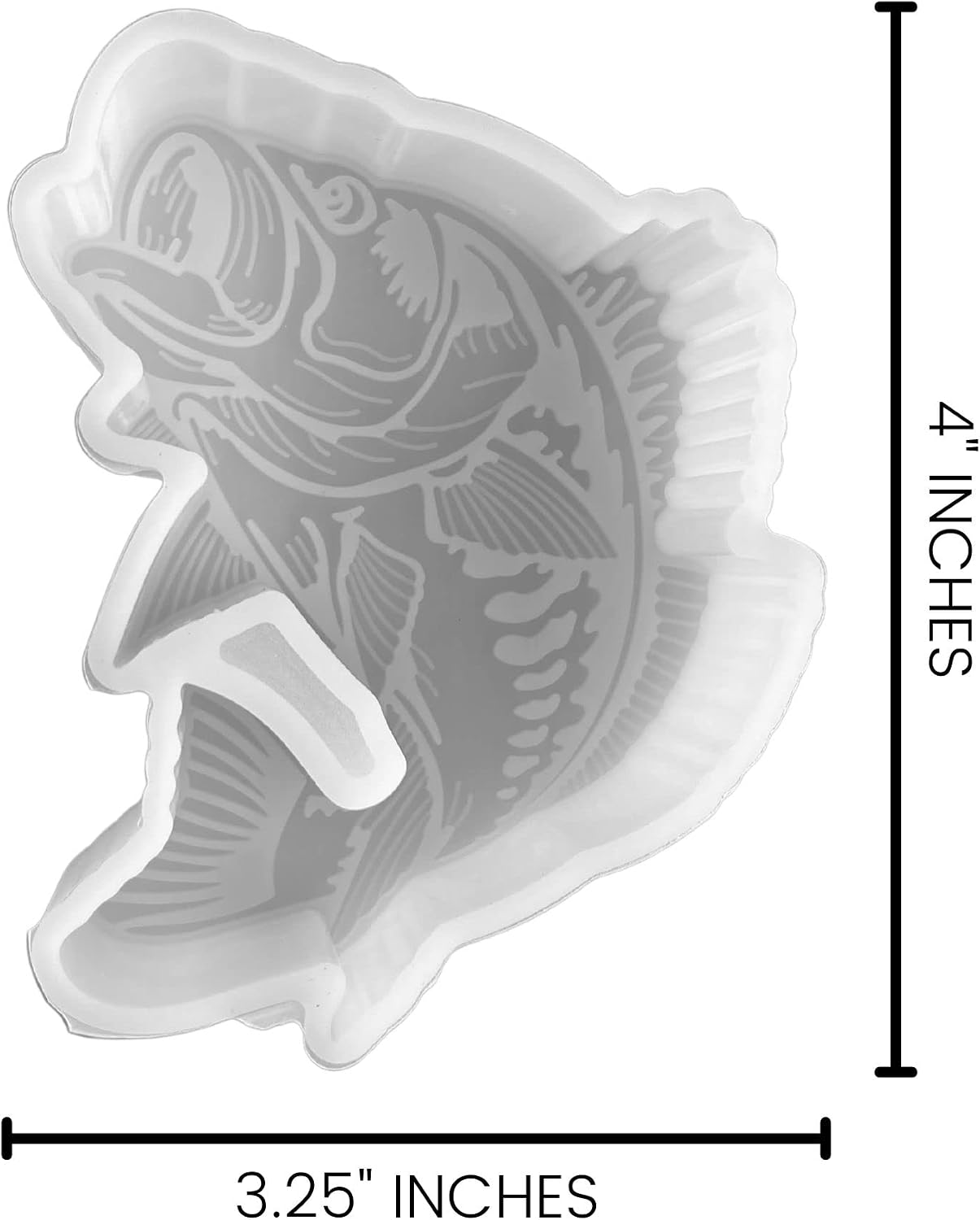 Largemouth Bass Freshie Mold | Size 3.25" Wide x 4" Long x 1" Deep | Fisherman Mold | Bass Fishing Design for Freshie, Soap, Resin, Candles