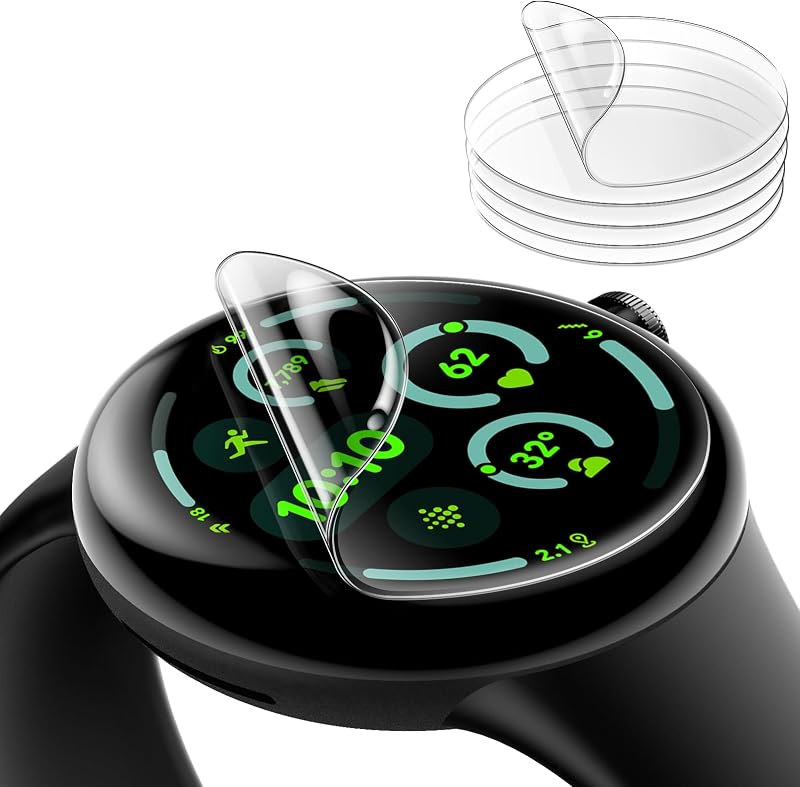 JETech TPU Screen Protector for Google Pixel Watch 4/3 45mm, 6-Pack | Self-Healing TPU Film, HD Clear, Anti-Scratch Protection, Bubble-Free Installation