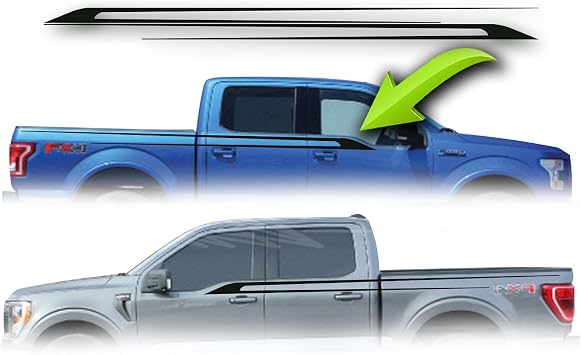 Side Door Scallop Racing Strobe Vinyl Stripes Graphics Vinyl Decals Sticker Kit Compatible with Ford F-150 F150 2014-2024 Gold