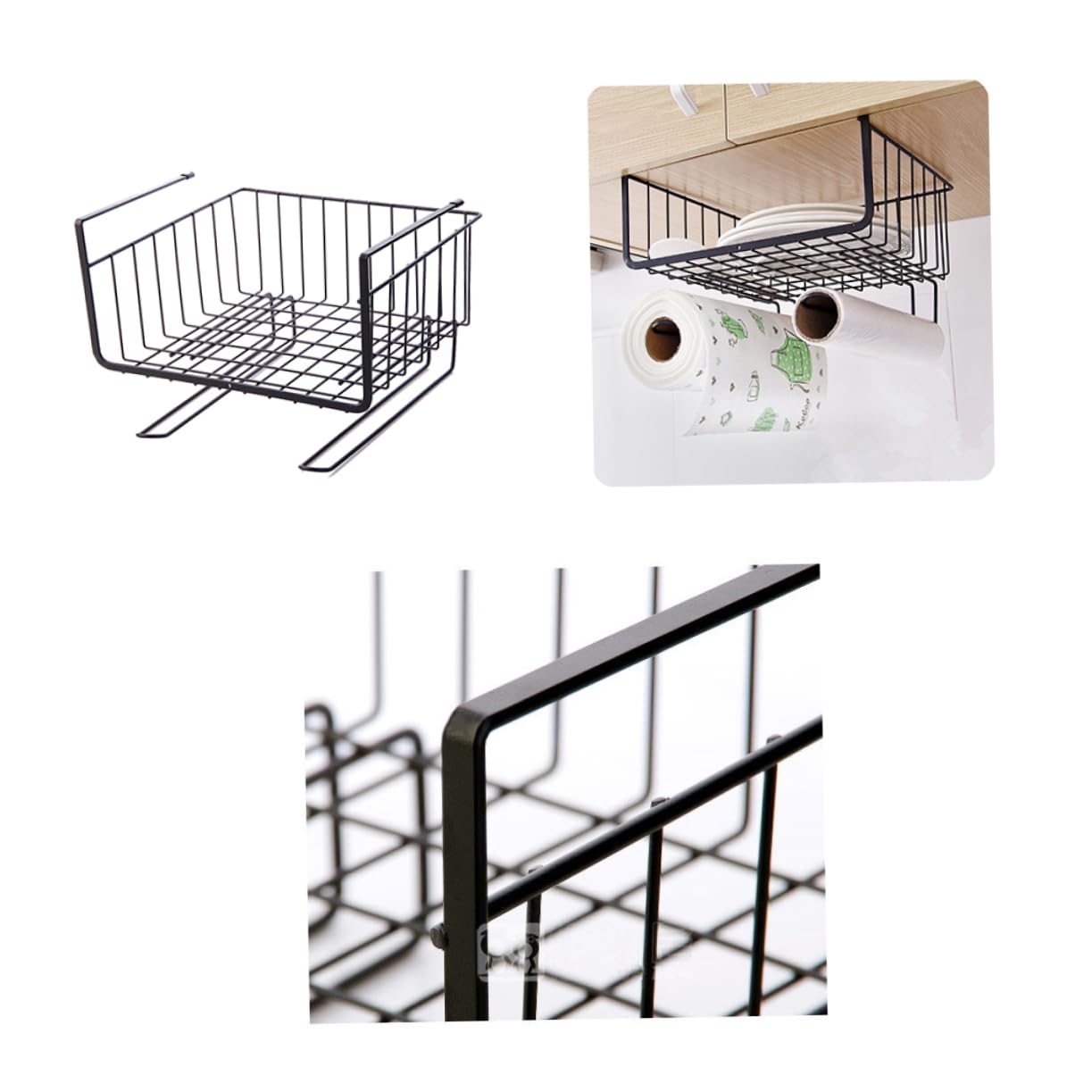 ABOOFAN Étagère en U sous Armoire de Cuisine Étagère de Rangement en Fil d'acier Paniers de Rangement Noirs de Place