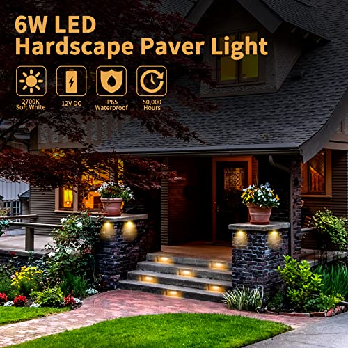 8-Pack 12 Inch Smart Rgbyw Hardscape Lighting,Retaining Wall Lights,Ip65 Step Lights,12V Low Voltage Dc,App Bluetooth Control,Timer, Dimming,Memory Function,Compatible With Alexa & Google Assistant #TOP1