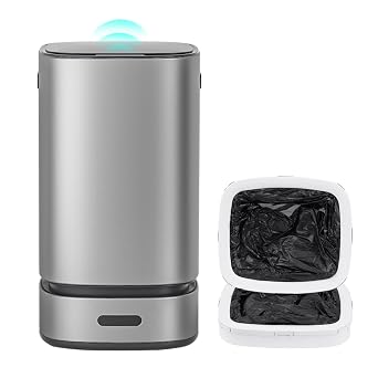 ELPHECO Self-Bagging Automatic Trash Can Stainless Steel 4 Gallon Sensor Trash Bin, Self-Sealing Dustbin, 15 Liter Garbage Can, Large Touchless Metal Trash Can for Home, Hotel, Office, Silver